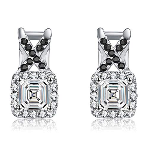 Boucles d'oreilles argent 925 femme avec spinelle noir naturel de fiançailles