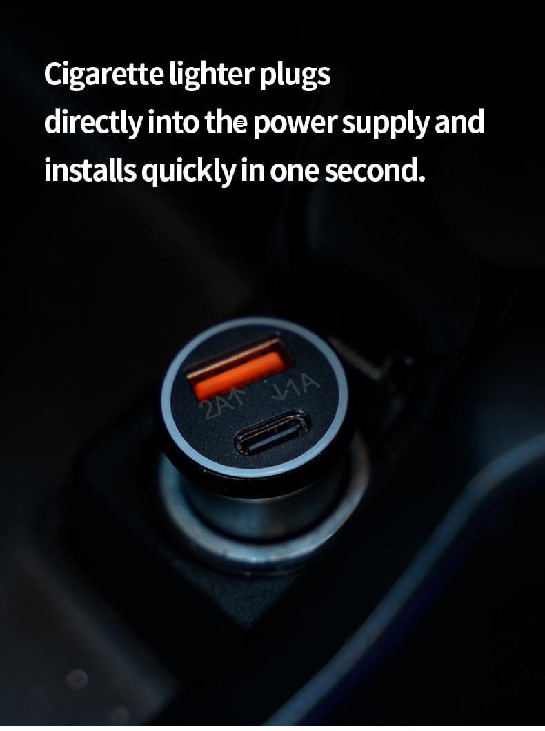 Cargador de Coche 2 en 1 con Localizador GPS Integrado, Compatible con “Find My” iOS, Seguimiento en Tiempo Real, Antirrobo, Doble Puerto USB-C y USB-A, Carga Rápida para Vehículos, Localizador Oculto