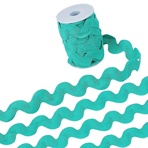 GORGECRAFT 20mm RIC Rac Ribbon 10 Yards Lake Blue Wave Sewing Bending Fringe Trim Woven Braided Fabric Lace for DIY Clothes Dress Embellishment Crafts Flowers Gift Wrapping Wedding Party Decoration