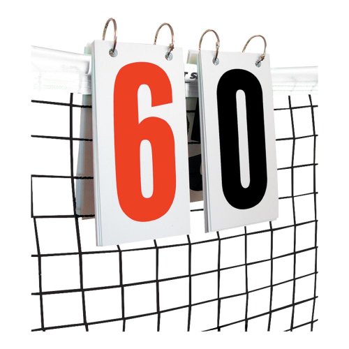 GAMMA Score Reporter Over-Net Flip Scoring System or Replacement Cards White/Red/Black Tennis Score Cards with Large Metal Rings Dual-Sided Number Panels