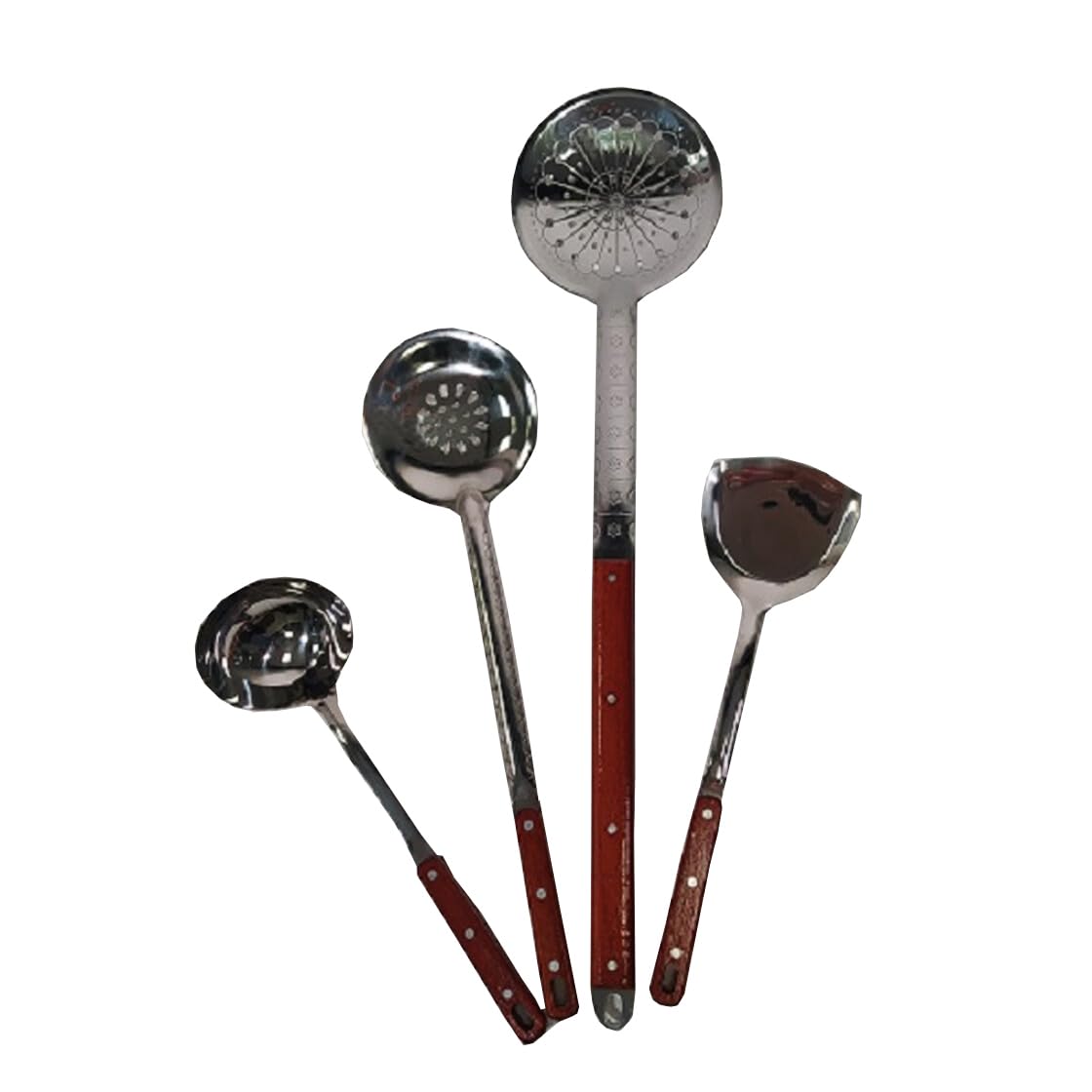Grillpeter Schöpfkellen Set 4 TLG. mit Holzgriff Edelstahl für Kasan Utschak Plow