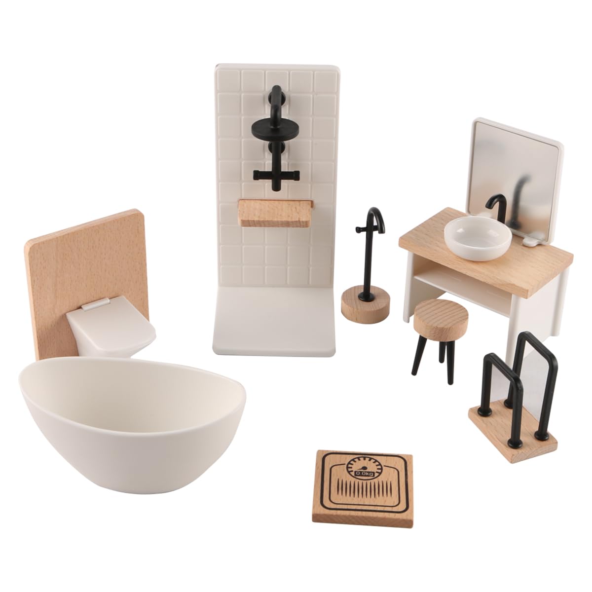 Set De Lavadora En Miniatura Para Casa De Muñecas – 8 Piezas Con Tendedero Y Cesto, Modelo Realista De Simulación DIY