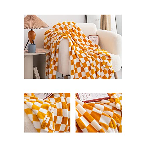 Soft Cozy Spring Throw Blanket Yellow Plaid Easter Blanket Flannel Fleece Throws 60X40 Inch Cute Grid Throws For Sofa Coach Bed Great Camping Blanket Travel Accessories #TOP3