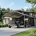SUNBURY 12x25 Metal Carport, 12x20 FT Canopy with 12x5 FT Storage Shed, Heavy Duty Galvanized Steel Car Shelter with All-Weather Waterproof Outdoor Garage for Car, Truck, Boat, and Lawn Equipment