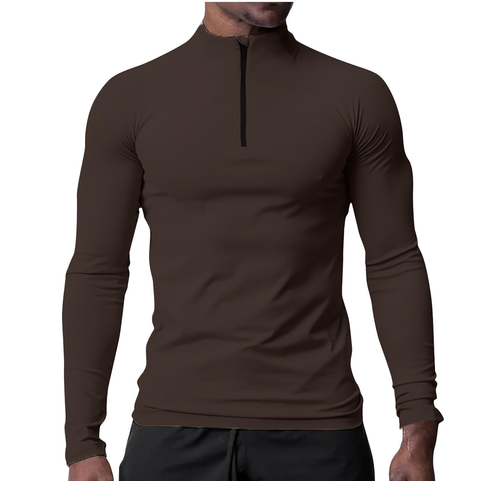 Men's Long Sleeve Sun Shirts UPF 50+ Stand Collar 1/4 Zip Up Fishing Running Rash Guard Outdoor Lightweight T-Shirts