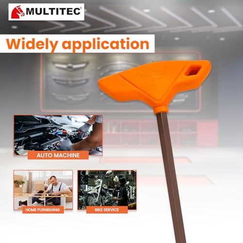 Image of MULTITEC Hex Driver Set (Metric) THK-100(M) - 9-Piece T-Handle Hex Key Set (1.5mm to 10mm) with Reversible Screwdriver | Alloy Steel | Hardened & Tempered | Ergonomic Handles | Organized Storage