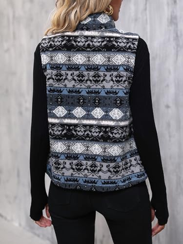 SOLY HUX Women's Graphic Jacket Vest Fuzzy Fleece Zip Up Cardigan Sleeveless Casual Outwear with Pockets2