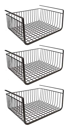 Image of Styleys Metal Under Shelf Basket Wire Rack for Extra Cabinet Storage 13.5-inch, 3pcs, Black - S11027A