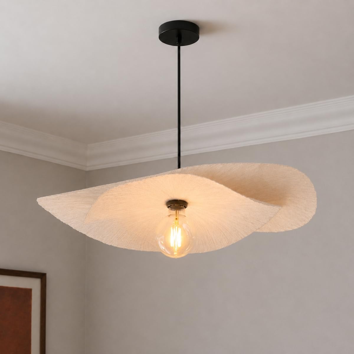 Cgc Lighting White Paper Duo Indoor Ceiling Lamp Shade Curved Design Paper Easy Fit Non Electrical (White Paper Duo)