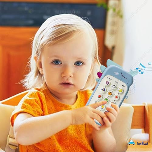 Image of FunBlast Cartoon Musical Mobile Phone for Kids, Mobile with Light & Sound Toys for Babies | Educational Toys for Kids 3+ Years /Boys /Girls-1 Unit (Blue2)