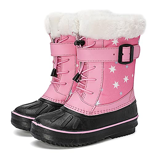 Children Shoes Snow Boots Girls Boys Outdoor Boots Waterproof Warm Boots with Cotton Snow Boots Toddler 10 Boot (Pink, 8-9 Years Little Child)4