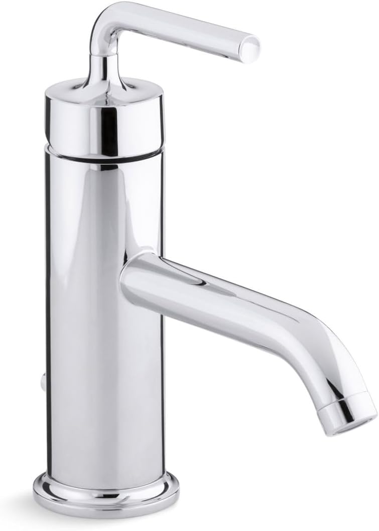 KOHLER K-14402-4A-CP Purist Single Control Lavatory Faucet with Straight Lever Handle, Polished Chrome Polished Chrome Single-Handle Bathroom Sink Faucet With Straight Lever Handle Faucet