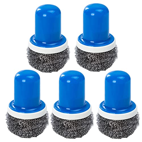 Holibanna 5Pcs Stainless Steel Wire Cleaning Brush with Handle for Effortless Kitchen Scrubbing for Pots Pans Dishes and Durable and Blue