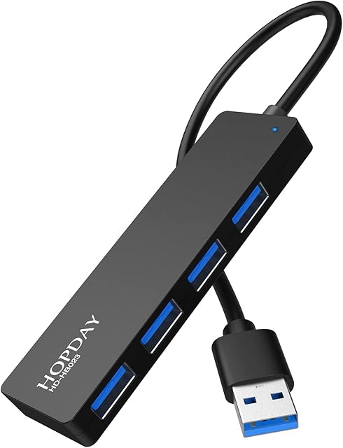 4 Port USB Hub, HOPDAY USB 3.0 Hub, Portable Ultra Slim USB Splitter for MacBook, iMac Pro, Mac Mini/Pro, Surface Pro, Dell, HP