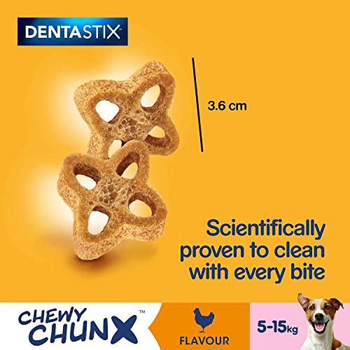 Pedigree Dentastix Chewy Chunx Mini-Hunde-Leckerli für Hunde mit Huhngeschmack, 5 x 68 g
