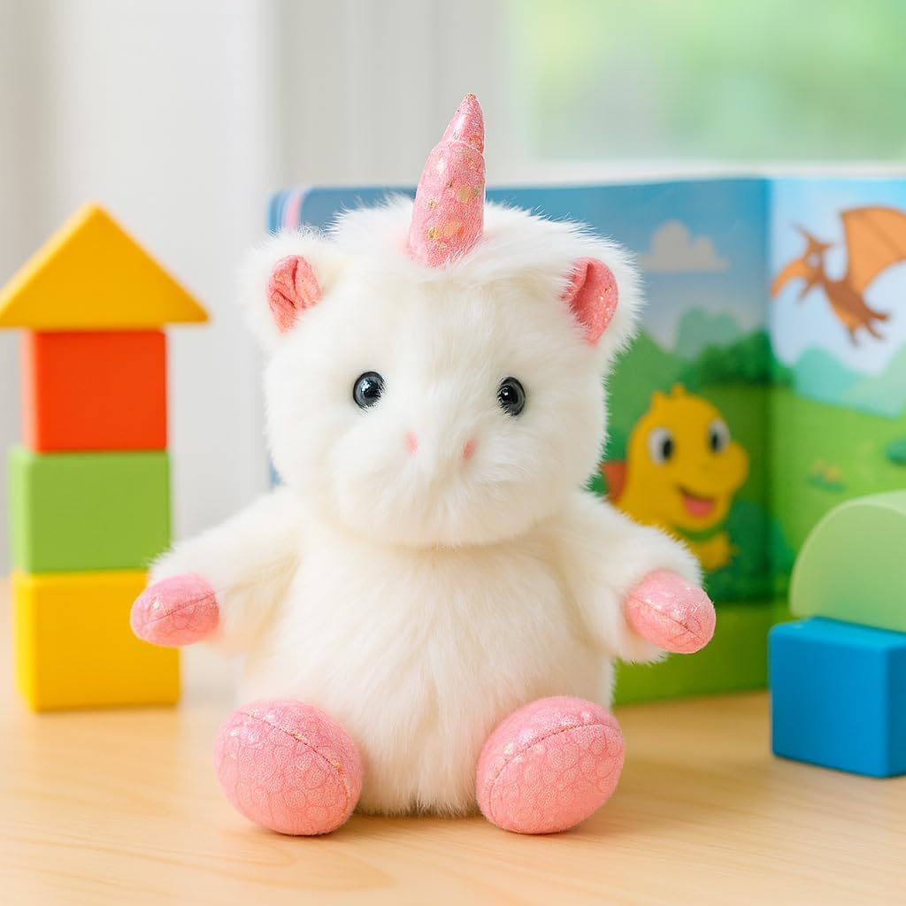 Unicorn Stuffed Animal Adorable Sitting Unicorn Plush Soft Stress Relief Plush Toy Cute Birthday Gifts for Kids Adults,White - Image 4