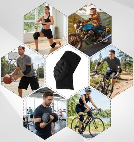 Thrymme 2 Pack Elbow Pads for Men, Elbow Guard for Volleyball, Baseball, Skateboarding & Biking, Soft Padded Elbow Sleeve with Breathable Fabric (Black)