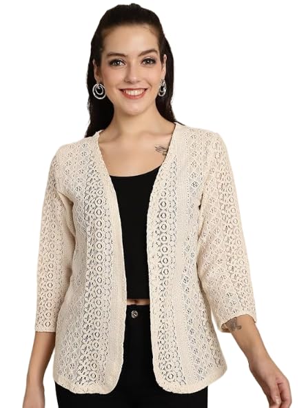 Image of I Cotton Shrug I Round Neck Shrug I 3 /4 Sleeve Shrug I Shrug for Women I Shrug for Girls I Shrug I Women Shrug I