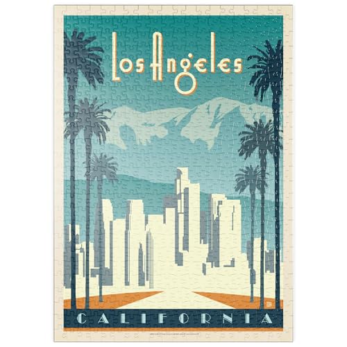 MyPuzzle Los Angeles Skyline, Vintage Poster - Premium 500 Teile Puzzle - MyPuzzle Sonderkollektion von Anderson Design Group