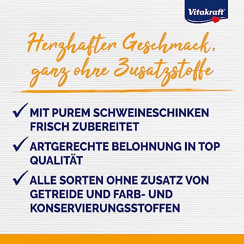 Vitakraft Pure Ham Strips, Hundeleckerli, Schinkenstreifen mit Schweinefleisch, Hunde Trainingsleckerli, ohne Zusatz von Zucker (1x 80g)