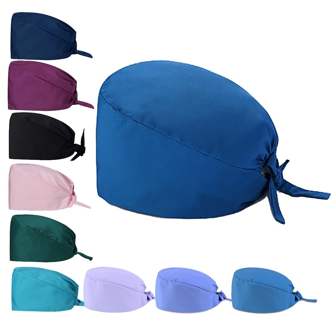 Van Der Linn Unisex Blue Cotton Head Cover Surgical Scrub Hat Doctor Nurse Caps Operating Room Hat (Blue)