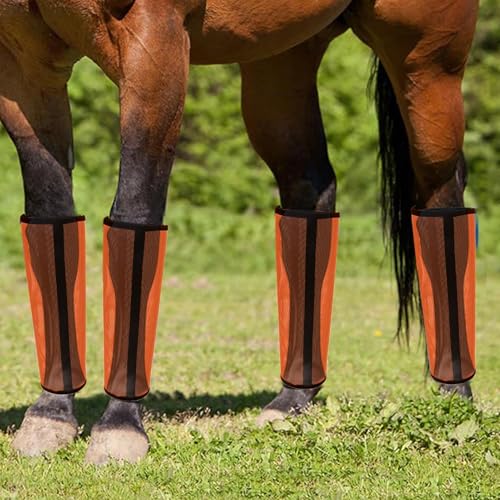 Botas antimoscas de malla ajustable para caballos set de 4 protectores 3