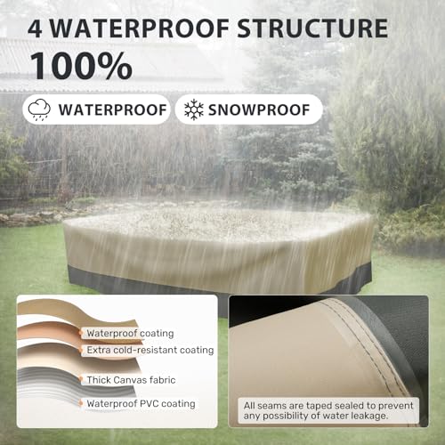 Patio Furniture Covers Waterproof Heavy Duty, 110\"x84\"x28\" Large Outdoor Dining Table and Chair Covers, Anti-UV, General Purpose Outside Sectional Sofa Set Covers - Thumbnail 4