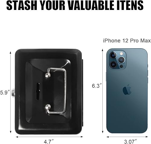 Vista 6 de Jssmst Caja de efectivo con cerradura pequeña, cajas de metal para niños, caja de dinero con ranura en la parte superior, caja de bloqueo negra