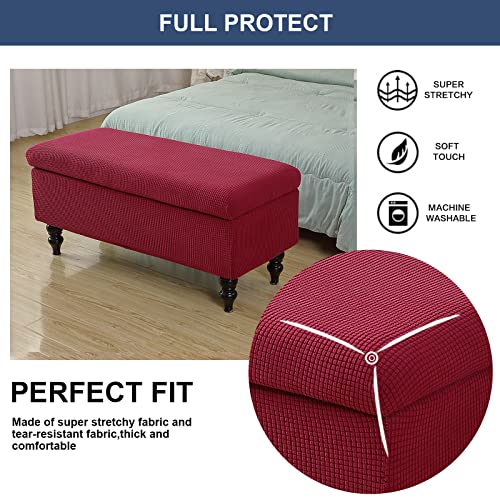 Image of FUANGUI Ottoman Cover Stretch Storage Ottoman Bench Slipcover Printed Folding Storage Bench Ottoman Cover Footrest Stool Slipcover Footstool Protector Cover with Elastic Bottom,Medium