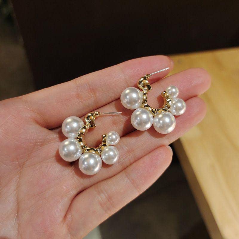 Perles colorées en or et boucles d'oreilles fleur zircon tendance