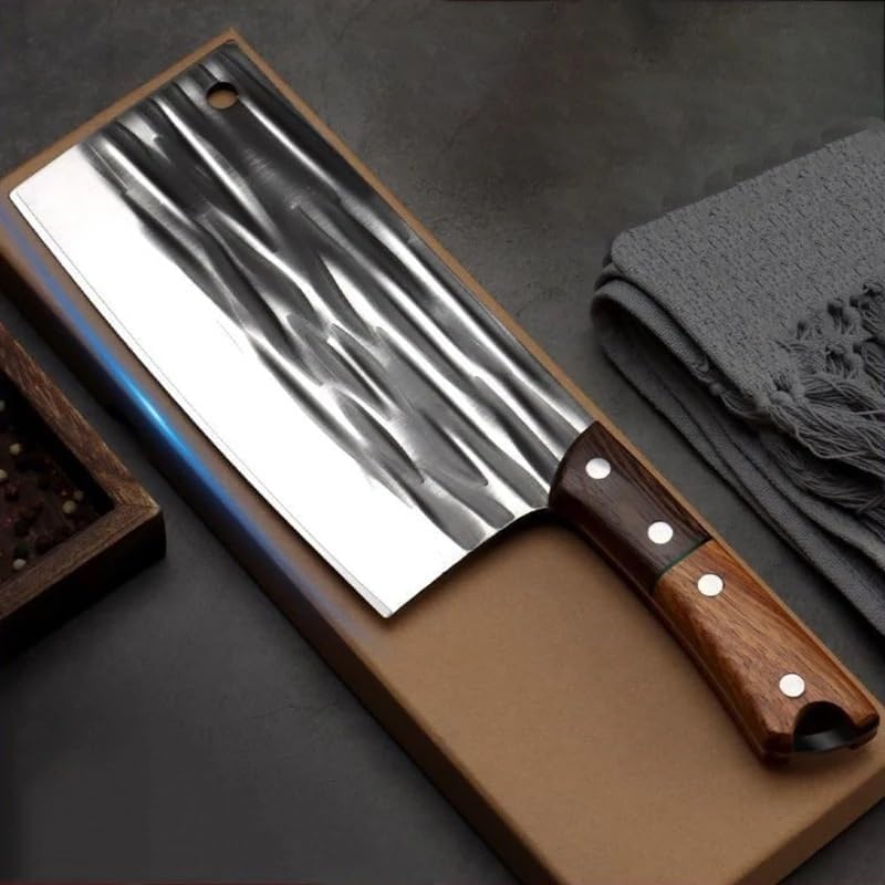 Meat Cleaver,Cleaver Knife 7.5 Inch Handmade Forged Kitchen Chef Knife For Household Meat Slicing Vegetables Cutter High Hardness Stainless Steel Butcher Cleaver, LAMAJIGA5844