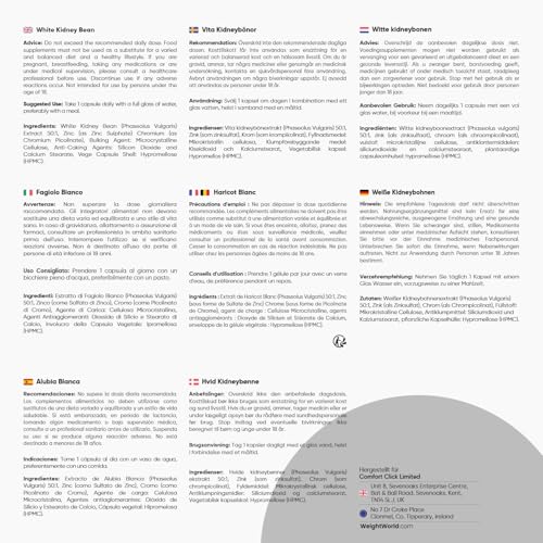 Kidneybohnen Extrakt 5000mg - Mit Zink & Chrom - 180 Kapseln für 6 Monate - 50:1 Weißer Kidney Beans Extract - Chrom trägt zu einem normalen Makronährstoff Stoffwechsel bei (EFSA) - WeightWorld