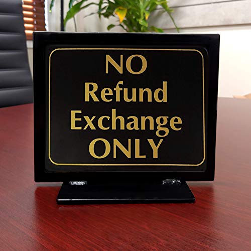 Elegant No Refund, Exchange Only Business Sign - 5.5" H x 7" W, 1 Sign