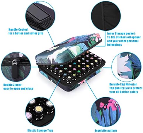 FITNATE Essential Oil Storage Holds 56 Bottles for 5/10/15ml Shockproof, Waterproof and Durable, Essential Oils Travel Case with Bottle Opener, Colorful Stickers, Droppers and Funnel