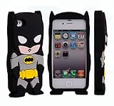 BYG Black 3D Batman Pattern Soft Silicone Case Cover For iPhone 4 4s/4g + Gift 1pcs Phone Radiation Protection Sticker