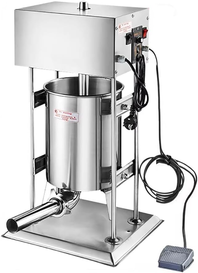 Vertical Stainless Steel Electric Sausage Stuffer, Foot Pedal Speed Control, with 5 Sausage Stuffing Hoses, Heavy-Duty Industrial Meat Sausage Stuffer,20l
