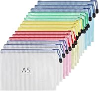 Neuytiky 15 Stück Dokumententaschen A5, Wasserdichte Bunte Document Case, Dokumententasche mit Reißverschluss, Sortierbeutel für Schule, Rechnungen, Kosmetik, Büroangestellte, Reisende