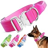 Ledeak Taktisches Hundehalsband, Breites Halsband Hund, Gepolstert Nylon Hunde Halsband mit Griff, Verstellbar Dog Collar mit Metallschnalle für Mittlere Große Hunde(Rosa Hellblau Lila Farbverlauf, M)
