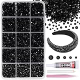 Massive 12000-Piece Jelly Rhinestone Kit with Tools: Receive a huge collection of 12000 premium resin flatback rhinestones in a stunning range of Black Color and multiple sizes (2/3/4/5/6mm). This ultimate rhinestones bedazzling kit includes 1 tweeze...
