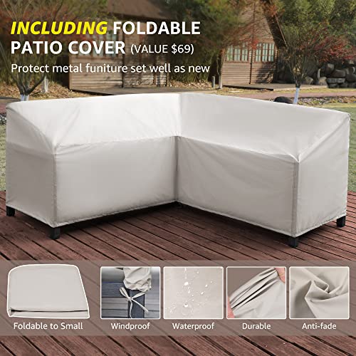 Natural Expressions NL-QM2828-S3321CK-SL 6 Pieces Patio Furniture Sets,Outdoor Furniture Sets Metal Patio L Shape Sectional Couch Sofa Conversation Sets thumb #3