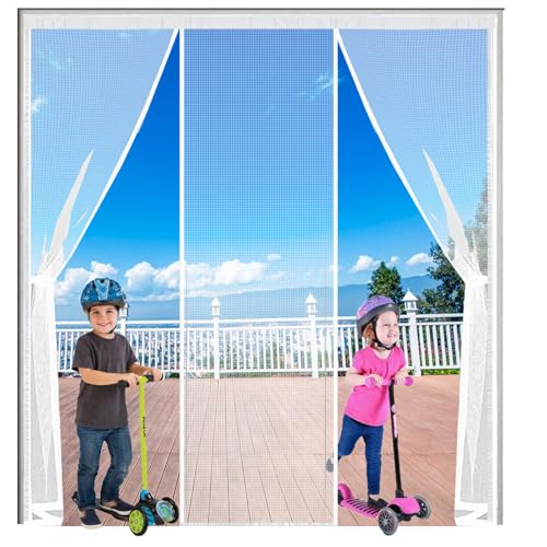 LXZHPA Magnetic Fly Screen Door,Reinforced Polyester Double Door Screen Curtain,Anti Mosquito Mesh Fly Curtain,Heavy Duty Bug Mesh Curtain Hands Free for Sliding Door, Patio, Bedroom