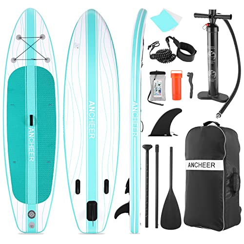 Ancheer Inflatable Stand Up Paddle Board, Sup Board With Sup Accessories & Blackpack, Adjustable Paddle, Leash, Hand Pump For Youth Adults #TOP25