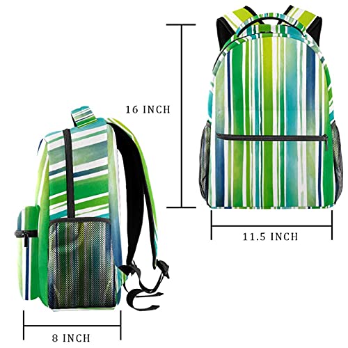 Sac à dos campus à rayures aquarelles avec porte-bouteille pour fille et garçon