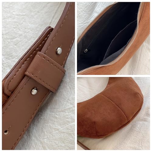 Suede Tote Bag for Women Vintage Purse Shoulder Bag Adjustable Handbags Office Work Bags3