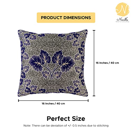 Image of Nendle Jacquard Weaved 16X16 Inch Polycotton Ethnic Floral 210 TC Cushion Cover Set Of 5 (40 * 40Cm, Purple)