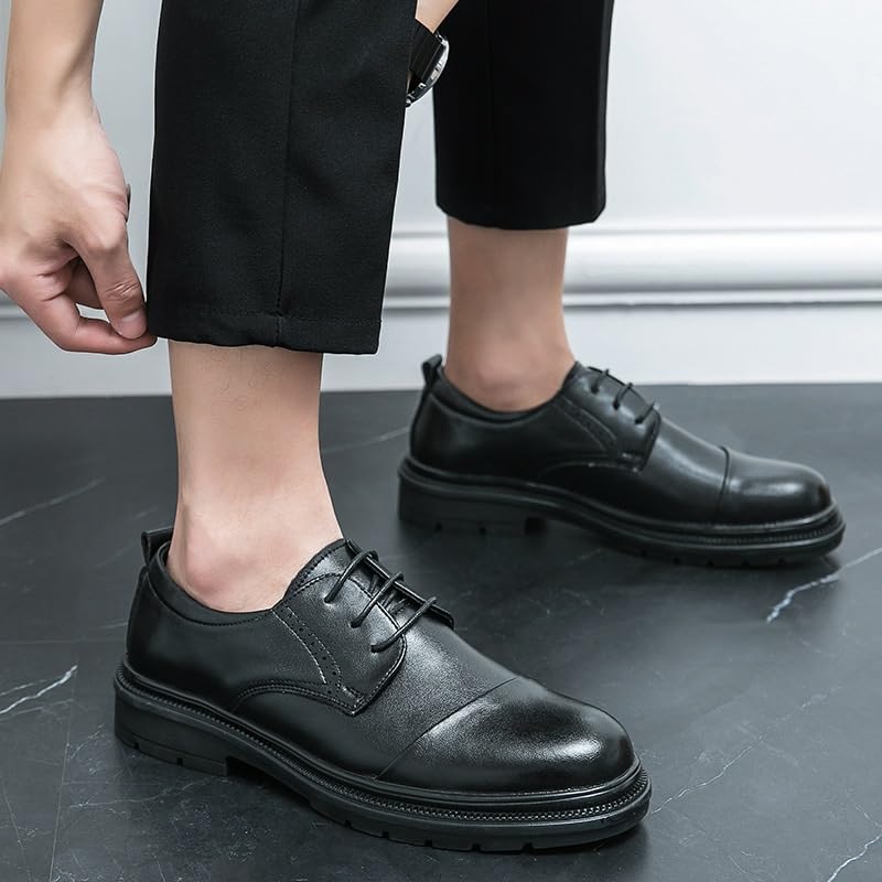 Oxford Shoes for Mens Lace-up Patent Leather Cap Toe Design Business Working Office Rubber Sole Slip Shoe Prom3