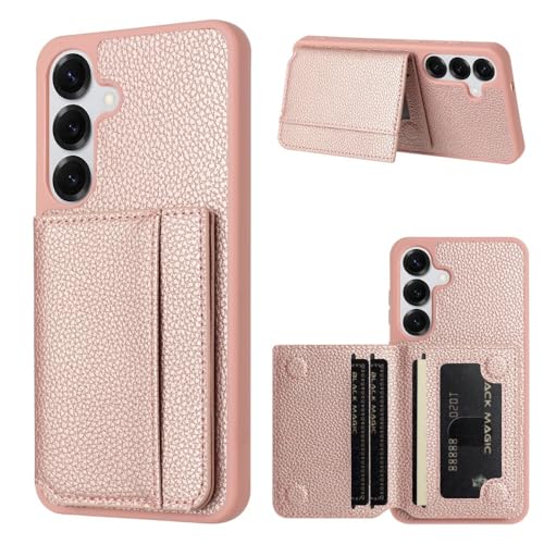 Étui portefeuille Samsung A35 5G or rose antichoc avec coque silicone et support
