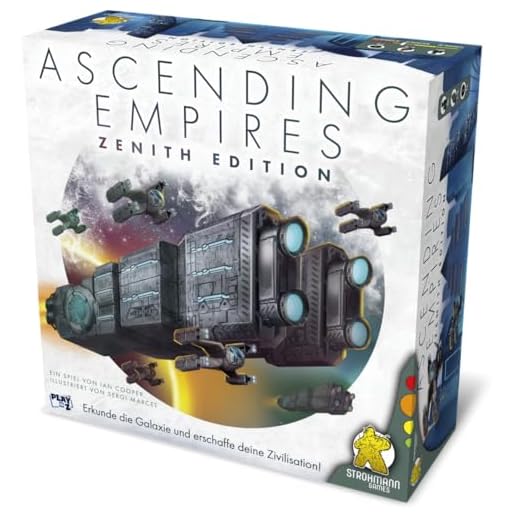 Strohmann Games, Ascending Empires, Kennerspiel, Brettspiel, 1-4 Spieler, ab 10+ Jahren, 60-90 Minuten, Deutsch, Grau, Blau, Grün