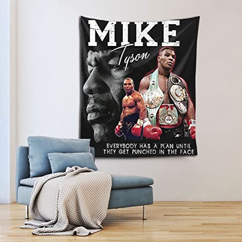 Mike Handsome Boxer Tyson Tapestry Wall Hanging Art For Living Room/Bedroom/Dorm Decorations Wall Art Porch Hangings Poster Banners Dorm Decoration Picnic Blankets 60X51(Inch), Black #TOP1