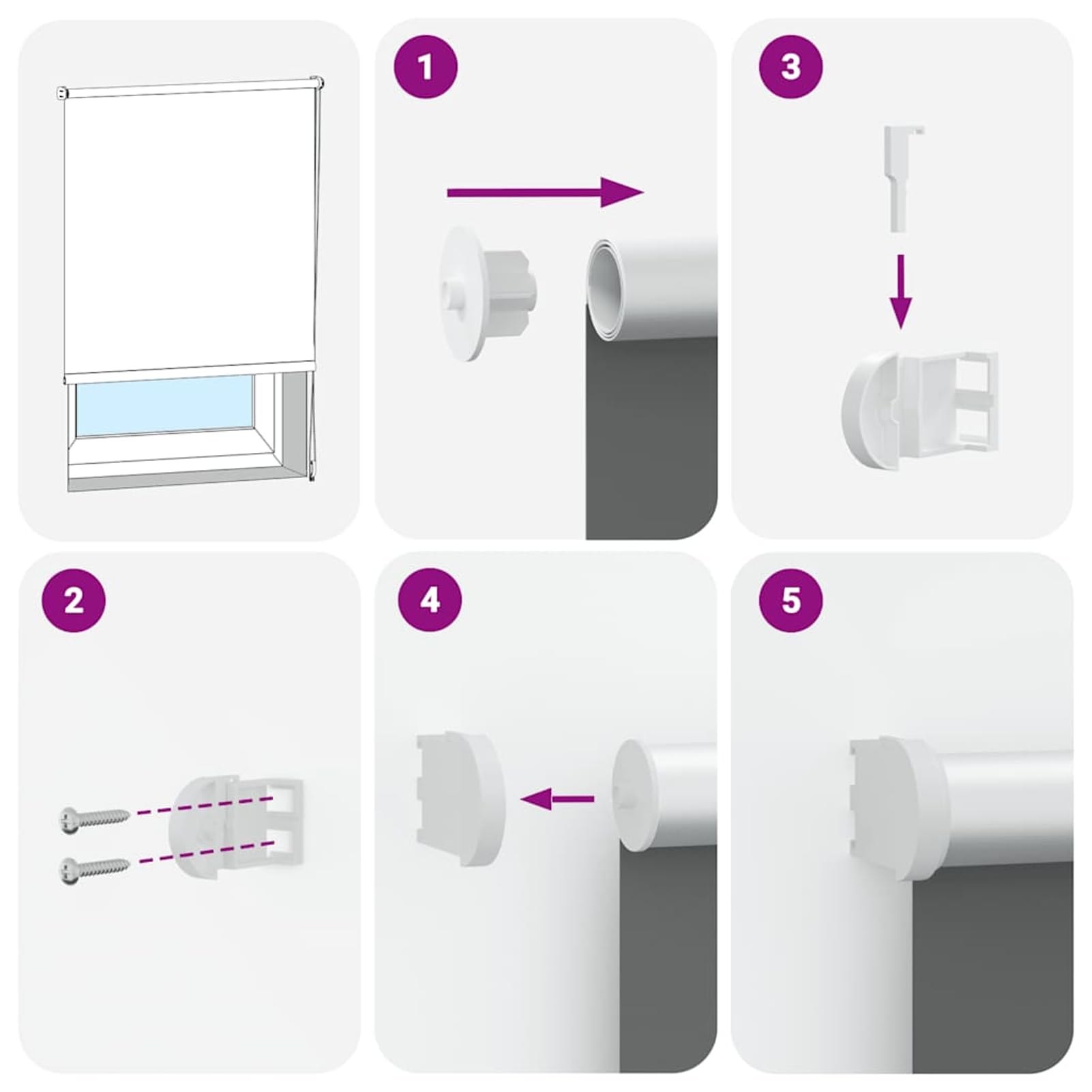 Gecheer Estor Enrollable Opaco Blanco 125x150 cm Tela Ancho 121,6 cm,Estor Enrollbale para Ventana,Protección Solar para Balcón,Toldo Decoración
